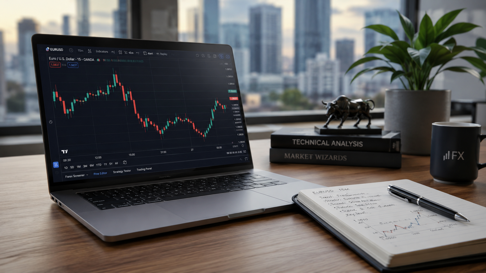 Análisis técnico y construcción de gráficos de velas japonesas en el trading profesional.