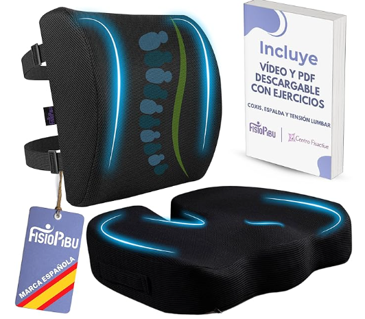 Pack Cojin Silla Oficina + Cojin Lumbar + Regalo Video y PDF de Ejercicios