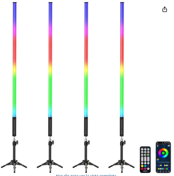 Pack de 4 Tubos de Luz LED RGB con Trípode, Barra de Luz para Vídeo de 120 cm