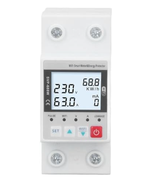 Protector de Sobretensión y Subtensión WiFi, 230V 50Hz 60Hz, Control Remoto, 63A, Voltaje Ajustable, Estabilizador